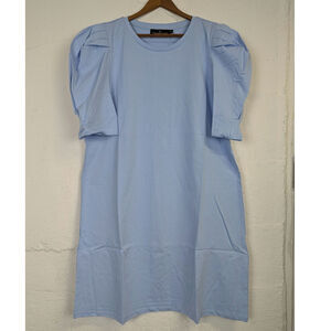 Pomander Place Puff Sleeve Dress T Shirt Short Light Blue Office Tuckernuck XXL